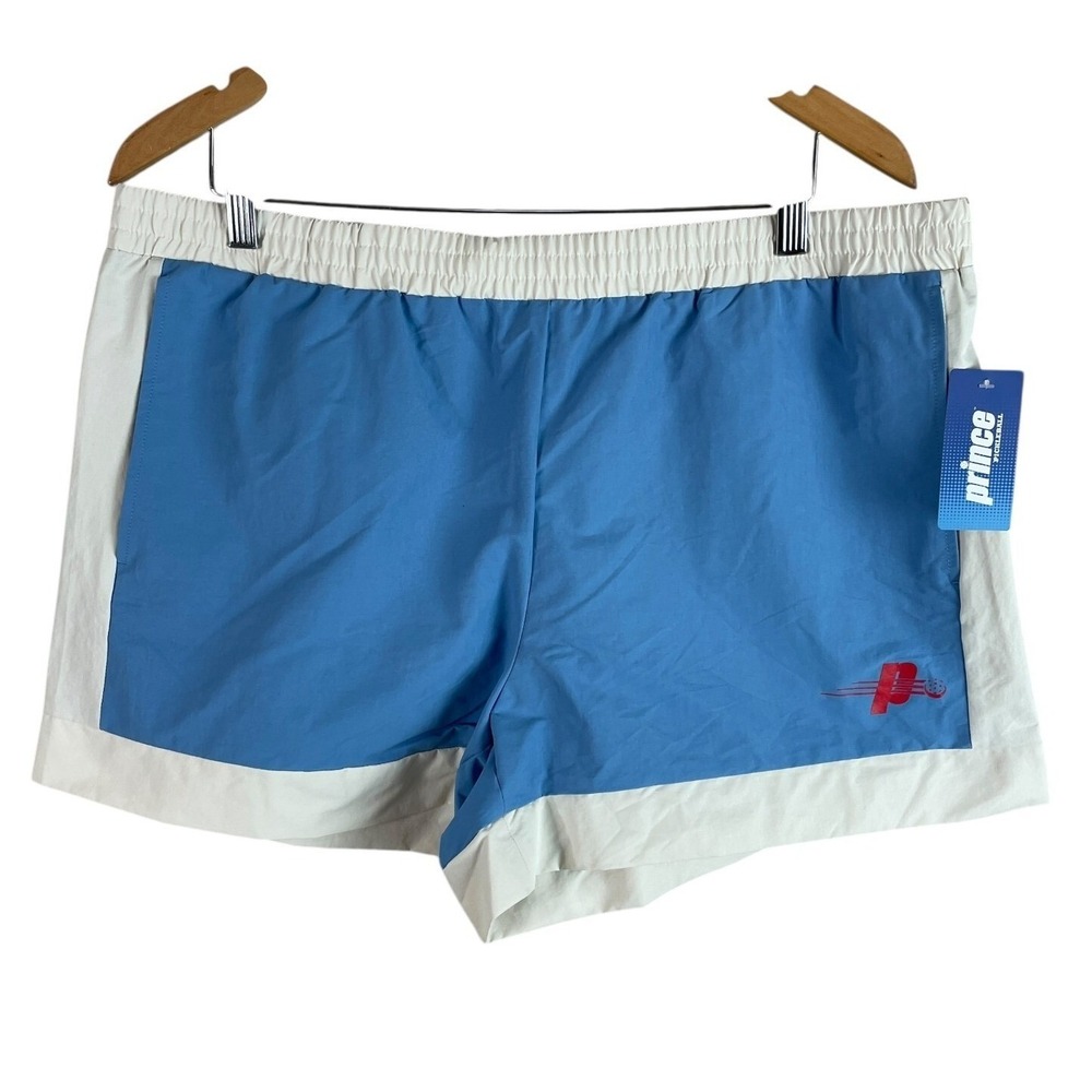 Prince Pickleball Shorts‎ Mens XXL Blue White Colorblock Elastic Waist Z3250